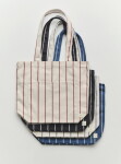 HAY Taška Tote Outdoor Market M Black / Beige stripe, černá barva, textil