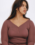 Tričko Organic Basics Core Sport Henley Long-Sleeve Tee Rose Wood