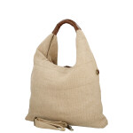 Trendy dámská textilní kabelka na rameno Alice, tmavě béžová