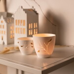 Räder Porcelánový svícen Gold Birds Small, bílá barva, porcelán