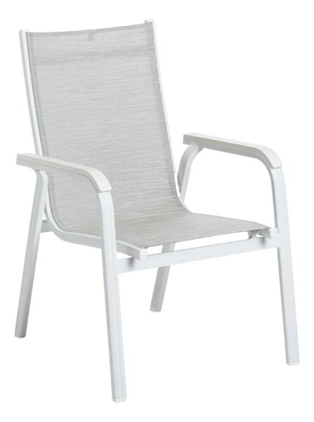 KETTLER BASIC PLUS stohovatelné, hliníkové křeslo - bílá / světle šedá