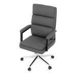 Židle kancelářská, šedá ekokůže, kříž kov chromový, houpací mechanismus, čalouněné područky