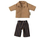 Maileg Tričko a pruhované kalhoty pro myšky Maileg Dad Mouse, béžová barva, textil