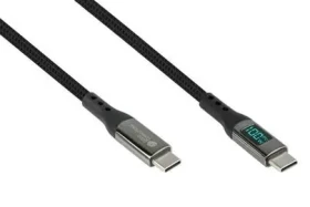 Good Connections USB-C grafitová / Datový kabel / USB-C - USB-C / 100 W / OLED displej / 1 m (2213-D010S)