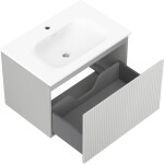 MEXEN/S - Rivel koupelnová skříňka 70 cm s umyvadlem Vela, 1 šuplík, reliéf , šedá mat/bílá mat 91A20-07047-1-BF62-W23M01