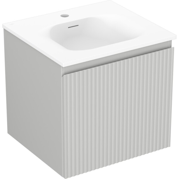 MEXEN/S - Rivel koupelnová skříňka 50 cm s umyvadlem Vela, 1 šuplík, reliéf , šedá mat/bílá mat 91A20-05047-1-BF62-W23M01