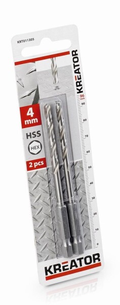 PowerPlus KRT011305 - 2 ks HSS Vrtáků do kovu HEX 4.0 x 96 mm