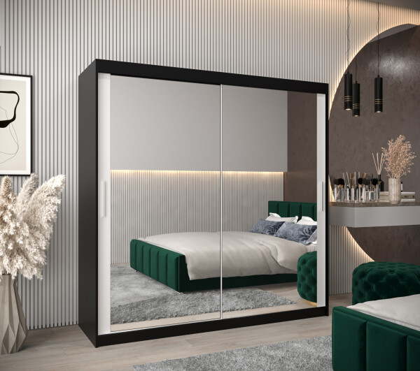 Šatní skříň Abi T3 Barva korpusu: Černá, Rozměry: 200 cm, Dveře: Bílá