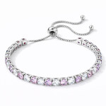 Tennis náramek s růžovými a čirými zirkony Cianoti, Růžová 26 cm