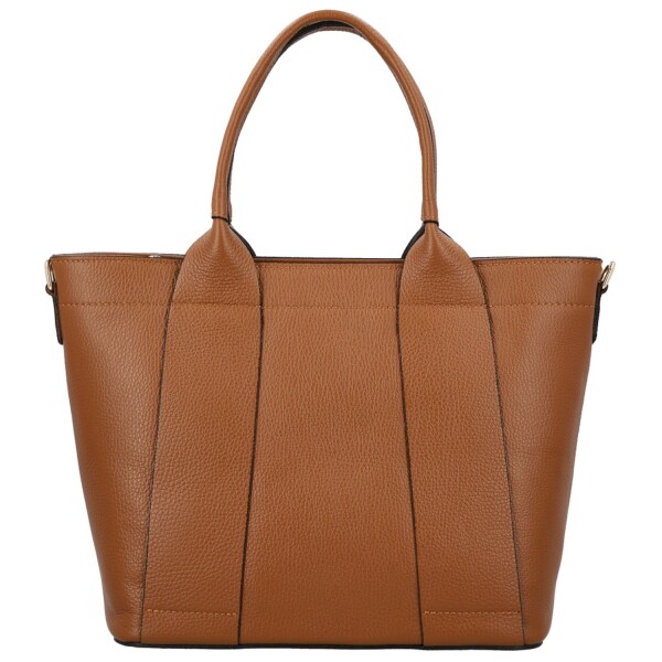 Trendy dámská kožená kabelka do ruky Rosalyn, koňaková