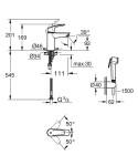 GROHE - Eurosmart Umyvadlová baterie s bidetovou sprškou, chrom 23124003