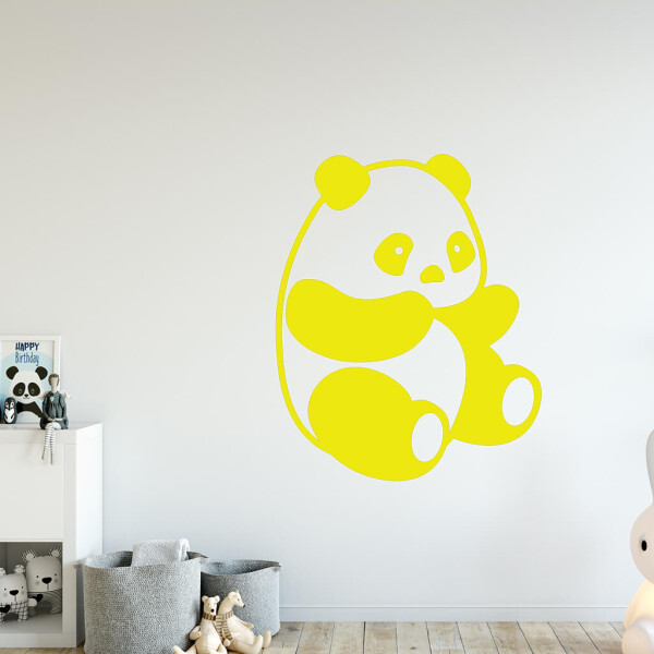 Samolepka Roztomilá panda Barva: žlutá, Velikost: 100 x 80 cm