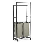 Věšák dvouramenný s košem na prádlo, černý plast.