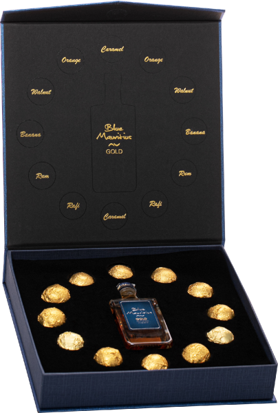 Blue Mauritius Gold rum pralines 40% 0,05 l (dárkové balení pralinky)