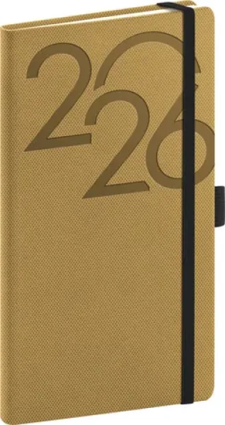 NOTIQUE Kapesní diář Ajax 2026 zlatý / 9 x 15.5 cm (PGD-KAPAJ-6614)