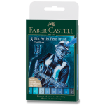 Popisovač Faber-Castell Pitt Artist Pen Brush Blues sada 8 ks, hrot B