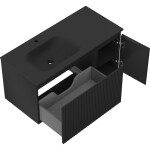 MEXEN/S - Rivel koupelnová skříňka 100 cm s umyvadlem Vela levá, 1S, 1D, reliéf, černá mat 91A23-10047-3-BBFF71-W23L71
