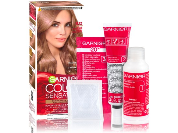 Garnier Color Sensation permanentní barva na vlasy 8.12 Světlá Roseblond, 60+40+10ml
