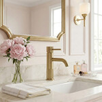 REA - Umyvadlová baterie Lungo Stripe Brush Gold Low REA-B8050
