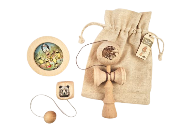 Akční balíček her Kendama + Kuličkolam + Hopík