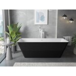 MEXEN/S - Velo Slim volně stojící vana 170 x 75, bílá/černá, sifon a přepad bílá 52811707575-20