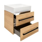 Koupelnová skříňka s umyvadlem a černou úchytkou SAT Cube Way 60x53x46 cm dub Hickory mat CUBE46C602DHSATCWL CUBE46C602DHSATCWL