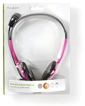 Nedis PC sluchátka růžová / Sluchátka / Stereo / 2x 3,5 mm / Skládací mikrofon (CHST100PK)