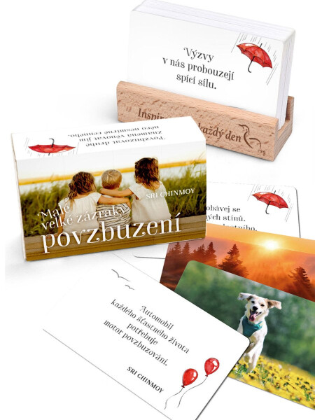 Malé velké zázraky povzbuzení - karty s dřevěným stojánkem - Sri Chinmoy