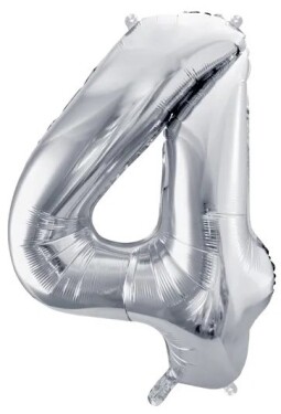 Balónek fóliový narozeniny číslo 4 stříbrný 72 cm Balónek fóliový narozeniny číslo 4 stříbrný 72 cm