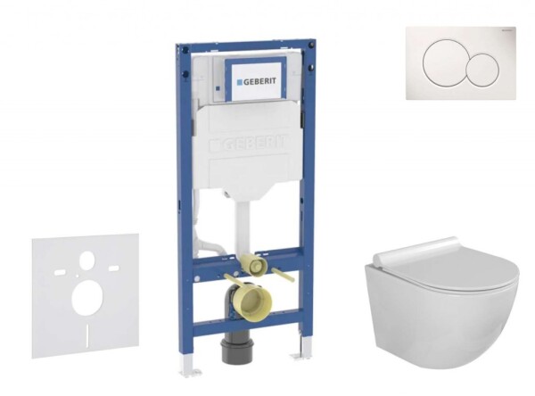 GEBERIT - Duofix Set předstěnové instalace, klozetu Gaia a sedátka softclose, tlačítko Sigma01, alpská bílá SANI11CA3109B