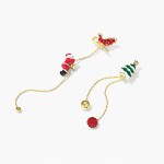 Vánoční náušnice Santa Claus a Vánoční stromeček, Zlatá