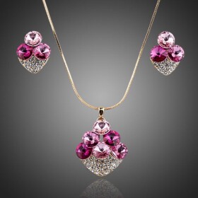 Souprava náhrdelníku a náušnic Swarovski Elements Jeanne, Růžová 38 cm + 3 cm (prodloužení)