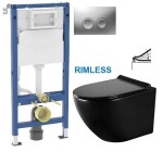 GEBERIT DuofixBasic s matným tlačítkem DELTA21 + WC MEXEN LENA ČERNÁ Rimless + SEDÁTKO 458.103.00.2 21MA ME01