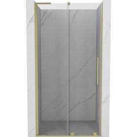 MEXEN/S - Velar L posuvné sprchové dveře 120, transparent, zlatá kartáčovaná 871-120-003-01-55