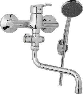 JB Sanitary Nástěnná umyvadlová a sprchová baterie FINERY, rozteč 150 mm, otočný přepínač, s příslušenstvím, trubkové ramínko 200 mm F10 37 31