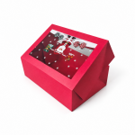 Dortisimo Vánoční dárková krabice červená s okénkem Santa s činkami (22,3 x 15,1 x 7,1 cm)