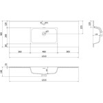 MEXEN - Otis umyvadlo zapuštěné do desky 121 x 46,5, bílá lesk 25181200