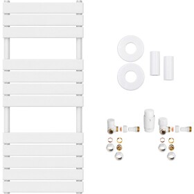 CERANO Koupelnový radiátorový set Claude - ústřední vytápění - boční připojení - 575W - bílá matná - 1200x500 mm