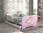 DumDekorace Dětská postel MIKI 160 x 80 cm s motivem růžového jednorožce