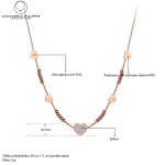Ocelový náhrdelník se zirkony Diega - chirurgická ocel, srdce, Zlatá 40 cm + 5 cm (prodloužení)