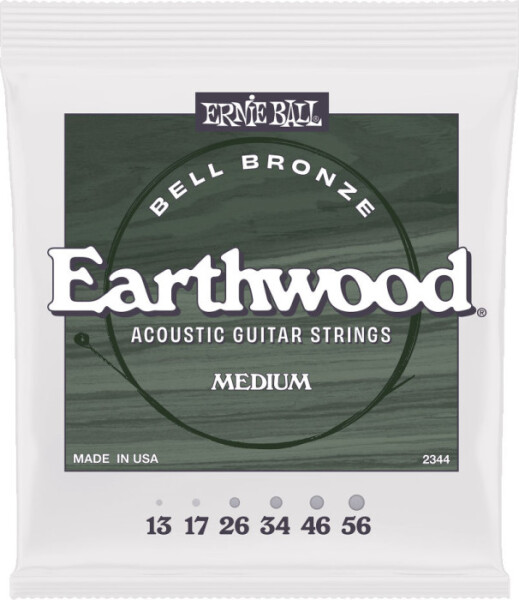 Ernie Ball 2344 Medium Earthwood Bell Bronze Acoustic Guitar Strings 13-56