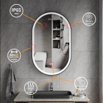 Erga Gwen, oválné LED zrcadlo 50x80cm v černém kovovém rámu, 3 barvy světla, přední osvětlení, vyhřívací podložka proti zapaření, ERG-V01-GWEN-5… ERG-V01-GWEN-5080-BK