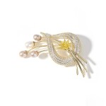 Exkluzivní perlová brož Swarovski Elements Rachel, Žlutá