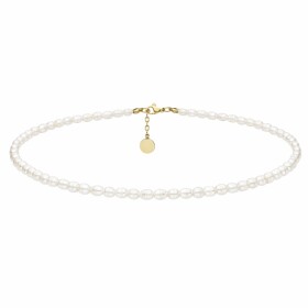 Perlový choker náhrdelník Emilie Gold - chirurgická ocel, sladkovodní perla, Zlatá 45 cm + 3 cm (prodloužení)
