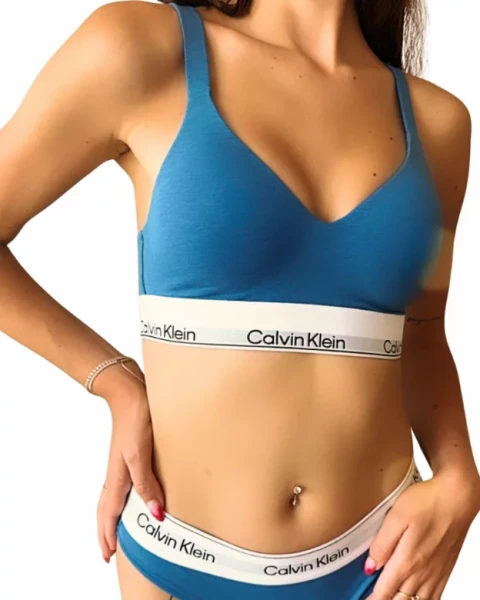 Dámská podprsenka Calvin Klein LV00QF8500 POSEIDON BLUE