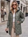 Dlouhá dámská prošívaná přechodová bunda, zelená, FashionStreet TY5863 S