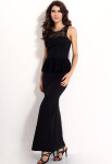 Dámské večerní společenské krajkové peplum šaty dlouhé černé Černá / S/M S/M model 15042644 - OEM