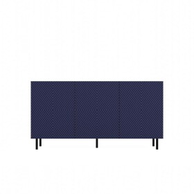 Komoda Kama 3 čtvercové dveře artisan/tmavě modrá