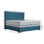 Postel Boxspring Edward 200x200, modrá,včetně, matrace a topperu