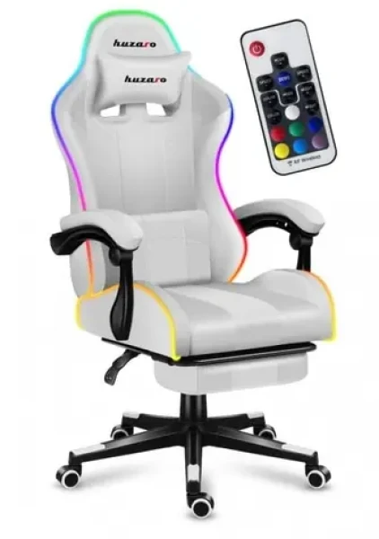 Huzaro Force 4.7 RGB bílá / Herní židle / nastavitelná / nosnost až 140 kg / látka (HZ-FORCE 4.7 RGB WHITE)